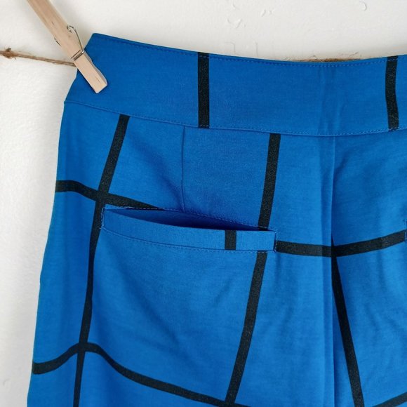 NY&C Women's Wide Leg Capri Ponte Pant High-Waist Stretch Print Blue Size Medium - Picture 8 of 11